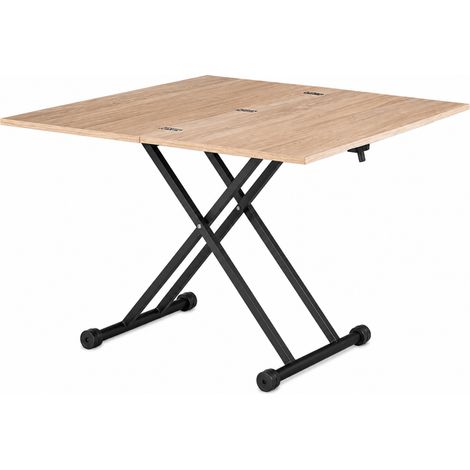 Mesa de centro regulable Támesis simil madera cambrian, pata negra. 39-75 cm (alto) 100 cm (fondo) 57-114 cm (ancho) (1/2)