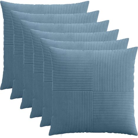 Housse de coussin 6 pcs ALMELO Bleu 55 x 55 cm velours côtelé vidaXL