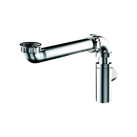 Valentin – Siphon de lavabo Ø 32 mm – Tubulure chromée gain de place réglable – Hauteur 39,5 mm – Entraxe 95 à 260 mm