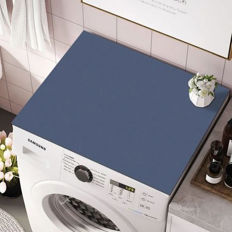 Bleu foncé 5060cm (terre de diatomées) Housse anti-poussière pour machine à laver en terre de diatomées, tapis antidérapant uni pour la maison, résistant à l'usure et absorbant (1/4)