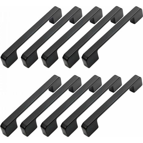 10pcs Furniture Handles, 128mm Hole Spacing - Black Kitchen Door Handles, Bar Handles, Black Kitchen Handles, 128mm (1/4)