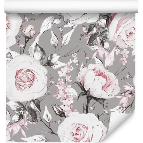 Carta da parati con rose per soggiorno e camera da letto 50x1000 cm (1/5)