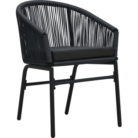 Lot de 2 Chaises de jardin et de camping, Chaises de relaxation, Noir Rotin PVC OIB9224E (1/5)