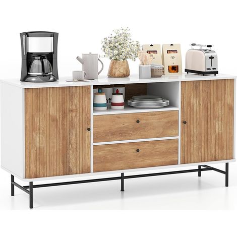 COSTWAY Mobile Credenza, Mobile TV con Ante Scorrevoli e 2 Cassetti, Mobile da Salotto con Foro per Cavi, Mobiletto Multiuso per Cucina, Sala da Pranzo, Soggiorno, 150 x 45 x 74 cm (1/5)