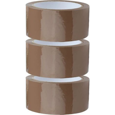 Ecleanfy - Ruban Adhésif Marron 48mm - Lot de 3 Rouleaux - Pour Emballage, Envois et Déménagement (1/5)