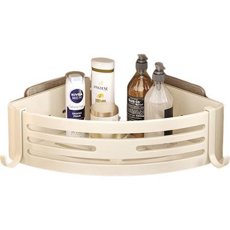 1 étagère d'angle pour douche, sans perçage, en aluminium inoxydable, avec porte-shampoing et porte-savon, pour salle de bain (1/5)