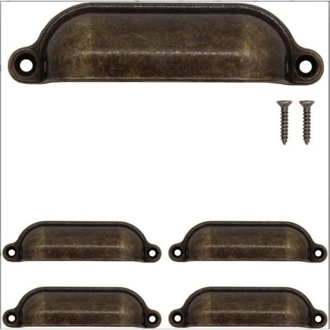 Schubladengriff – Eisen – Antikbronze – 100 x 26 mm – Lochabstand 88 mm – Für Vintage- und Landhausmöbel – 4er-Set (1/5)