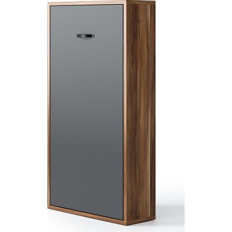 Lit escamotable vertical 120x190 Valka-Coffrage Carbone-Façade Blanche (1/5)