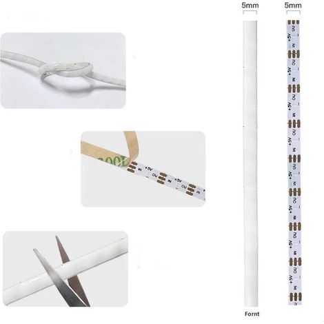 WS2812 RGB COB flexibler LED-Streifen, 5 V, 160 LEDs, 5 mm Breite