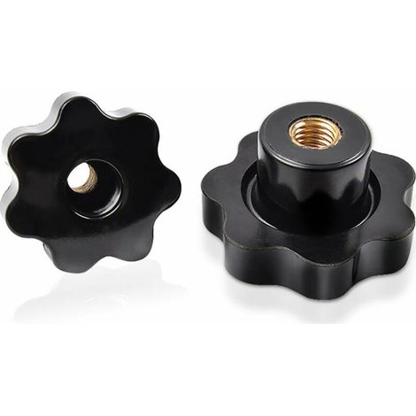 Bouton étoile M8, 8 pièces Écrou étoile M8 à travers le bouton de serrage de la tête pour machine-outil, écrou à vis à main noir, 38 mm x M8 (1/3)