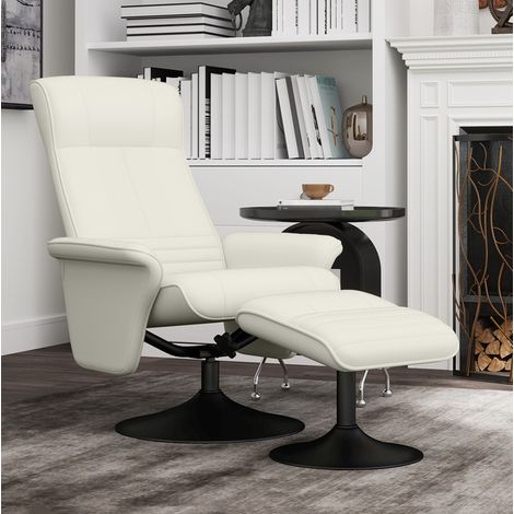 Poltrona relax girevole 69x71x104 cm in poliestere crema, reclinabile FloraGrace (1/5)