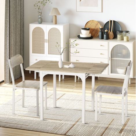 Conjunto comedor mesa abatible MDF 3 piezas OKMYHOME (1/4)