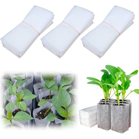 300 Non-Woven Plant Bags - 12cm x 15cm, Biodegradable Seedling Bags, Greenhouse Seedling Bags for Home Gardens, for Tomatoes, Flowers, Plants (1/5)
