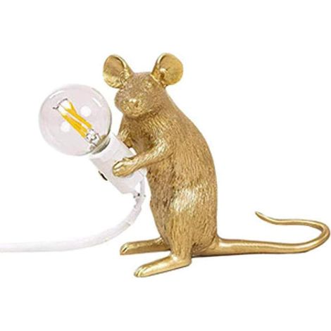 Souris RéSine Lampe De Table Chambre DéCoration Lampe De Table Chambre Lampe De Chevet MéNage Lampe De Table Or Prise Britannique