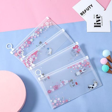 4-teiliger tragbarer Einwegmasken-Reinigungsbeutel aus Kunststoff, Maskenclip, Aufbewahrungsbehälter, staubdichter Aufbewahrungsbehälter (Sakura-Serie)