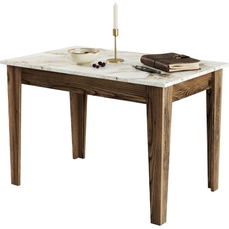 Mesa Fija Madone, 6 Asientos, Forma Rectangular, Soporta 120 kg, 110x72x75h cm Marrón Nogal