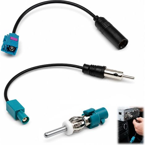 3 Pièces Adaptateur Antenne Autoradio Fakra DIN, Câble Fakra vers DIN ISO, Kit avec FakraZ Mâle vers DIN Femelle et Femelle vers Mâle, Compatible Radio Voiture FM AM Dab, Connecteur Antenne Universel (1/5)