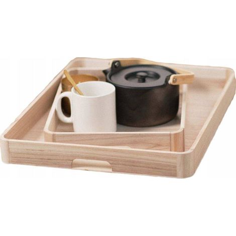 Today Set di 2 vassoi beige in legno di Paulownia