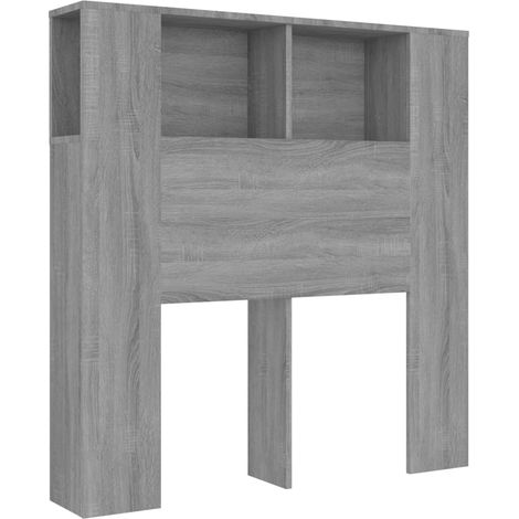 Tête de lit avec rangement accessoire de lit table de chevet étagère 100 x 18,5 x 104,5 cm MDF gris TDL0200014