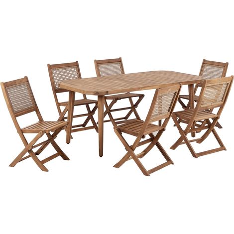 Garden Dining Set 6 Seater PARAGGI Certified Acacia Wood Natural