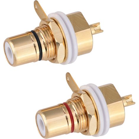2 Pièces Connecteur Audio RCA Femelle Doré Montage Panneau, Embout Cuivre pour Câble Audio Haute Qualité (1/5)