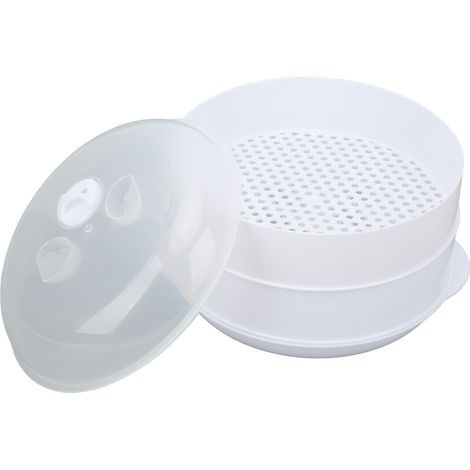 Cuiseur vapeur micro-ondes avec couvercle transparent indéformable et poignée, double couche moyenne, pour la cuisine. (1/5)