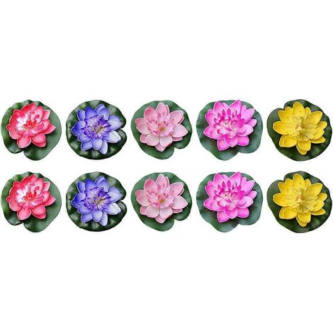 10 nénuphars artificiels flottants en EVA, imitation lotus, pour décoration de bassin (1/5)