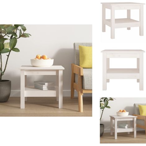 Table basse Blanc 45x45x40 cm Bois massif de pin - Table Basse - Meuble TV - Table D'appoint - Design Scandinave - Bois Massif (1/5)