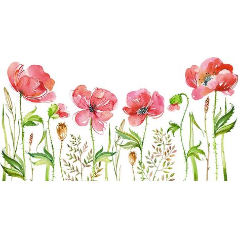 Stickers muraux plantes et fleurs roses (Dimensions : 100 cm x 59 cm) (1/5)