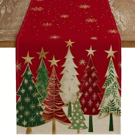 Chemin de table de Noël pour les fêtes, nappe de cuisine, couvre-table basse - 180 x 30 cm (polyester) - 11