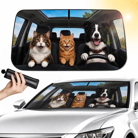 Pare Soleil Voiture, 145x80cm Protection UV Pare Soleil Voiture Pare Brise Avant Rotation à 360° Pliable Parasols de Voiture et Isolation Thermique pour SUV, Camionnettes, Mpv et Voitures (1/5)