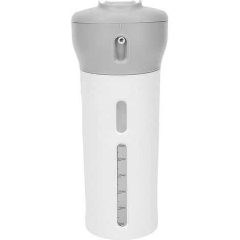 4 en 1 distributeur de voyage anti-fuite rechargeable portable gris avec étiquettes pour parfum, shampoing et après-shampoing (1/5)
