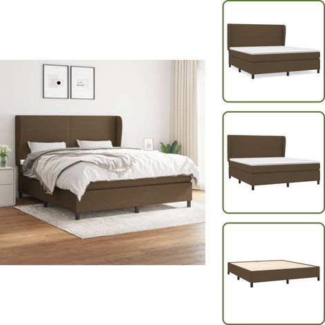 The Living Store Boxspringbett mit Matratze Dunkelbraun 160x200 cm Stoff - Boxspringbett - Doppelbett - Bettenrahmen - Lattenrost - Matratze (1/5)