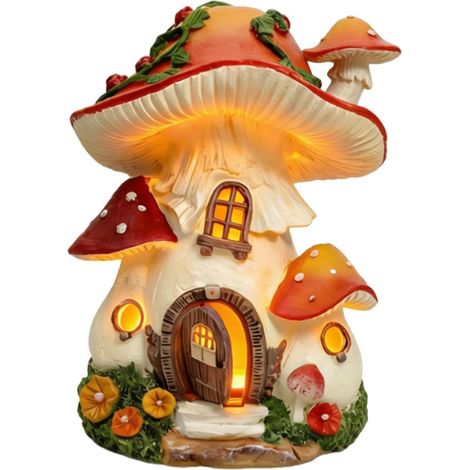 Lampes Solaires pour Statue De Jardin Lampe Décorative Paysage Étanche Figurines de Cottage Champignon pour Jardin féerique pour Cour, Patio, extérieur, arrière-Cour, Balcon et (1/5)