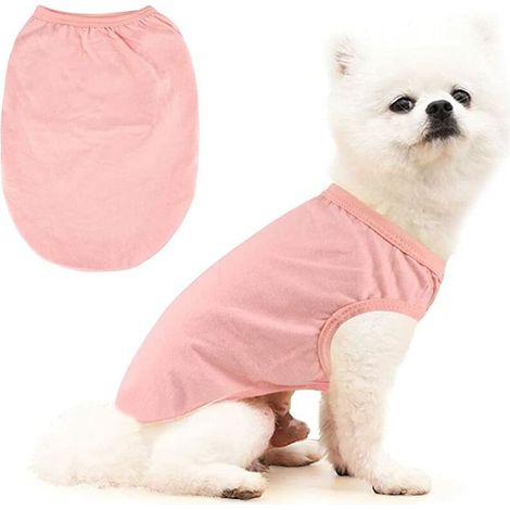 Chien Gilet T-Shirt.Chemise à Capuche Chemise de Débardeur de Chiot Habillement pour Petit Chiens Moyens Chats Peluche Yorkie Chats Chaton Rose Gris (1/5)