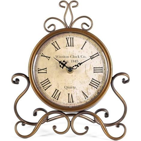 FENOPLASTICAHorloge de Table Romaine rétro silencieuse pour Salon Chambre à Coucher Bureau (cuivre) (1/5)