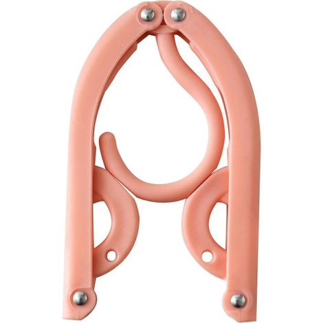 Portable Hanger 3-Fold Design Anti-Rust Colorful Hangers for Travel Hotel Home Pink (1/3)