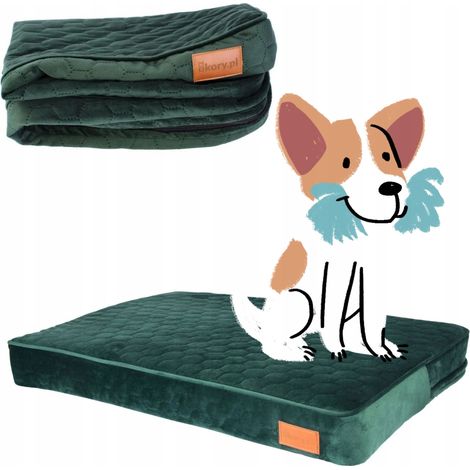 Matelas orthopédique pour chien moyen 90x66x10cm L Ukory vert foncé (1/5)