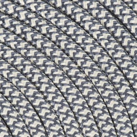 Fil Électrique Tissu Crème et Graphite 2x0,75mm² - Câble Électrique Textile de Qualité