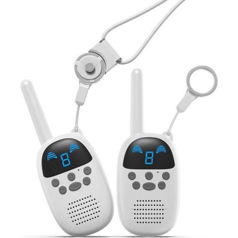 Talkie Walkie Enfants - 9 Canaux - Portée Jusqu'à 500 M - Alimentation Piles AAA - Blanc - Pour Extérieur Et Intérieur - Lot De 2 (1/4)