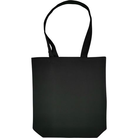 Bolsa de algodón de 220 g, 380 x 420 x 10 cm de ancho, con asas, sin estampado, 5 unidades, color negro. (1/5)