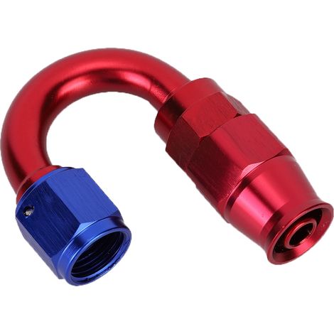 Raccord durite AN6 rotatif adaptateur huile carburant refroidissement pour Teflon 180° alliage aluminium anodisé rouge et bleu auto 1 pièce (1/5)