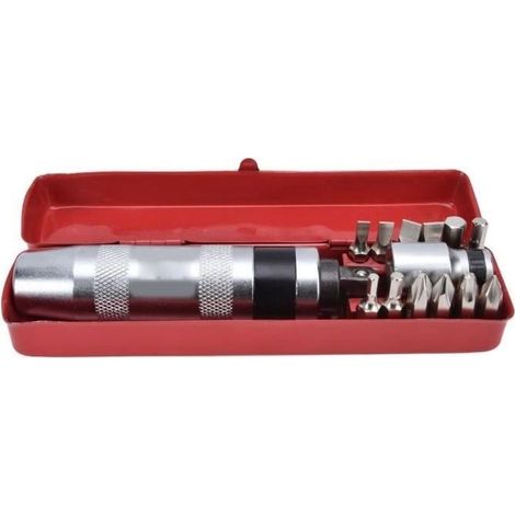 Set of screwdriver d'impact - SALALIS - Adapter 1/2 po - 12 tips - Steel to the tungsten - Reversible (1/4)