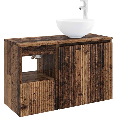 Bathroom Furniture Set 2 pcs Old Wood Engineered Wood vidaXL (1/5)