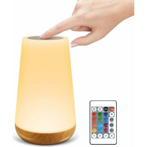 Veilleuse LED, lampe de chevet colorée, lampe de table avec télécommande, rechargeable par USB et offrant 13 couleurs RGB changeantes, veilleuse rechargeable pour chambre à coucher ou chambre d'enfant (1/5)