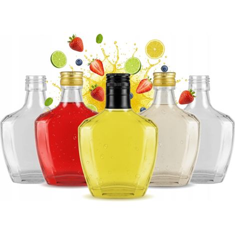 5 botellas de vidrio PASJO de 200 ml para licor de vodka y aguardiente de luna (1/5)