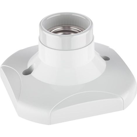 Plafonnier/douille de lampe, porcelaine, blanc, 1x E27 max. 60W, douille à économie d'énergie, accents de pièce, brillant, plastique, angulaire, montage rapide, interchangeable, (1/5)