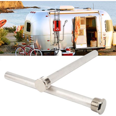 Lot de deux tiges d'anode chromées pour chauffe-eau de camping-car, tiges en magnésium filetées 3/4" NPT de 18 x 235 mm. (1/5)