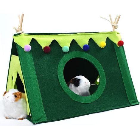 Cachette De La ForêT De Cochons d'Inde Hamac d'angle en Polaire Refuge pour Petits Animaux Pet Cage Habitat Maison Tente Nid Jouet pour Furets Chinchillas HéRissons Hamster Planeur Rats (L)