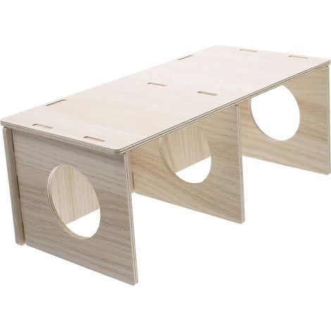 Hamsterhaus aus Holz, Mäusehaus, Holzhaus für Meerschweinchen und Ratten, Hamsterspielzeug – 28 x 13,5 cm – Gelb (1/4)
